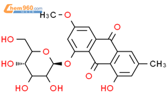 大黄素甲醚-8-O-β-D-葡萄糖苷结构式图片|23451-01-6结构式图片