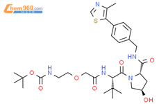 L-脯氨酸酰胺，N-[2-[2-[[（1,1-二甲基乙氧基）羰基]氨基]乙氧基]乙酰基]-3-甲基-L-乙酰基-4-羟基-N-[4-（4-甲基-5-噻唑基）苯基]甲基]-，（4R)-结构式图片|2409007-41-4结构式图片