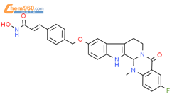 3-​[4-​[[(3-​含氟化合物-​5.​7.​8.​13,​13b,​14-​六氢的-​14-​甲基-​5-​氧代吲哚[2'，​3':3,​4]​吡啶并[2，​1-​b]​喹唑啉-​10-​酰基）​氧]​甲基]​苯基]​-​N-​羟基-​, （2E）​-2-​丙酰胺，结构式图片|2411379-14-9结构式图片