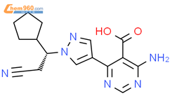 4-​氨基-​6-​[1-​[(1R)​-​2-​氰基-​1-​环戊基乙基]​-​1H-​吡唑-​4-​基]​-5-​嘧啶羧酸结构式图片|2606144-44-7结构式图片