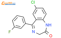 2H-1,4-Benzodiazepin-2-one, 7-chloro-5-(3-fluorophenyl)-1,3-dihydro-结构式图片|2894-49-7结构式图片