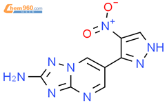 2-amino-6-{4-nitro-1H-pyrazol-3-yl}[1,2,4]triazolo[1,5-a]pyrimidine结构式图片|299199-04-5结构式图片
