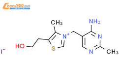 Thiazolium,3-[(4-amino-2-methyl-5-pyrimidinyl)methyl]-5-(2-hydroxyethyl)-4-methyl-, iodide(1:1)结构式图片|33232-06-3结构式图片