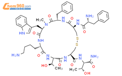 (D-苯丙氨酰5,半胱氨酰6,11,N-甲基-D-色氨酰8)-生长抑素-14(5-12)酰胺结构式图片|340821-13-8结构式图片