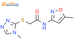 N-(5-methyl-1,2-oxazol-3-yl)-2-(4-methyl-4H-1,2,4-triazol-3-yl)sulfanylacetamide结构式图片|351061-88-6结构式图片