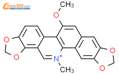 6-methoxy-13-methyl-[1,3]dioxolo[4,5-i][1,3]dioxolo[4',5':4,5]benzo[1,2-c]phenanthridinium结构式图片|38208-11-6结构式图片
