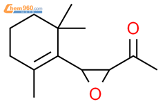 1-[3-(2,6,6-三甲基-1-环己烯-1-基)-2-环氧乙烷基]-乙酮结构式图片|38448-31-6结构式图片