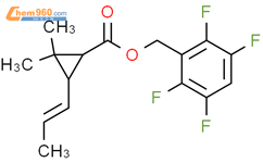 Cyclopropanecarboxylic acid, 2,2-dimethyl-3-(1E)-1-propenyl-,(2,3,5,6-tetrafluorophenyl)methyl ester, (1R,3R)-结构式图片|384818-63-7结构式图片