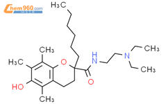 2H-1-Benzopyran-2-carboxamide,N-[2-(diethylamino)ethyl]-2-hexyl-3,4-dihydro-6-hydroxy-5,7,8-trimethyl-结构式图片|389633-96-9结构式图片
