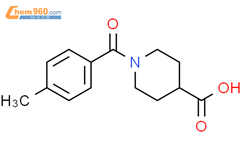 1-(4-甲基苯甲酰基)哌啶-4-羧酸结构式图片|401581-34-8结构式图片