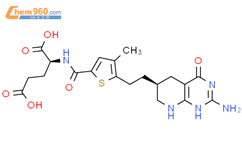 N-((5-(2-((6S)-2-氨基-1,4,5,6,7,8-六氢-4-氧代吡啶并[2,3-d]嘧啶-6-基)乙基)-4-甲基-2-噻吩)甲酰基)-L-谷氨酸结构式图片|446022-33-9结构式图片