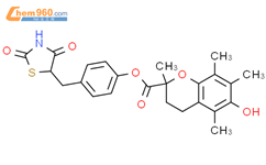 2H-1-Benzopyran-2-carboxylic acid,3,4-dihydro-6-hydroxy-2,5,7,8-tetramethyl-,4-[(2,4-dioxo-5-thiazolidinyl)methyl]phenyl ester, (2S)-结构式图片|494870-55-2结构式图片