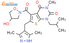 (S)-6-[(3,5-二甲基-1H-吡唑-4-基)甲基]-5-[(4-羟基异唑烷-2-基)羰基]-1-异丁基-3-甲基噻吩并[2,3-D]嘧啶-2,4(1H,3H)-二酮