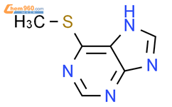 6-(甲硫基)嘌呤结构式图片|50-66-8结构式图片