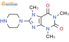 1,3,7-三甲基-8-哌嗪-1-基-3,7-二氢嘌呤-2,6-二酮结构式图片|50693-74-8结构式图片