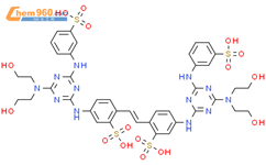 Benzenesulfonic acid,2,2'-(1,2-ethenediyl)bis[5-[[4-[bis(2-hydroxyethyl)amino]-6-[(3-sulfophenyl)amino]-1,3,5-triazin-2-yl]amino]-结构式图片|5131-70-4结构式图片