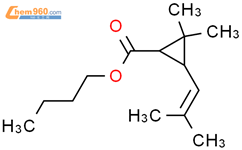 Cyclopropanecarboxylicacid, 2,2-dimethyl-3-(2-methyl-1-propen-1-yl)-, butyl ester结构式图片|5458-66-2结构式图片