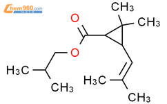 Cyclopropanecarboxylicacid, 2,2-dimethyl-3-(2-methyl-1-propen-1-yl)-, 2-methylpropyl ester结构式图片|5458-68-4结构式图片