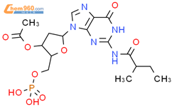 5'-Guanylic acid, 2'-deoxy-N-(2-methyl-1-oxobutyl)-, 3'-acetate结构式图片|59326-74-8结构式图片