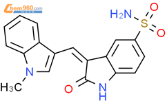3-(1-甲基吲哚-3-亚甲基)-2-氧代-2,3-二氢吲哚-5-磺酸酰胺结构式图片|622387-85-3结构式图片