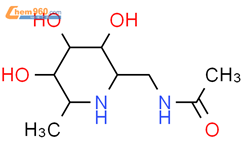 (9ci)-n-[[(2r,3r,4r,5r,6s)-3,4,5-三羟基-6-甲基-2-哌啶基]甲基]-乙酰胺结构式图片|637772-10-2结构式图片