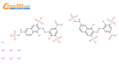 二[4-羟基-3-[(2-羟基-5-硝基-3-磺基苯基)偶氮]-6-[(磺基甲基)氨基]-2-萘磺酸根合]铬酸氢六钠结构式图片|6408-22-6结构式图片