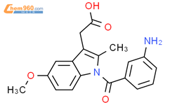 1H-Indole-3-acetic acid, 1-(3-aminobenzoyl)-5-methoxy-2-methyl-结构式图片|64160-56-1结构式图片