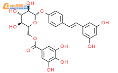 白藜芦醇-4'-O-β-D-(6''-O-没食子酰) 葡萄糖苷结构式图片|64898-03-9结构式图片
