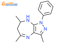 Pyrazolo[3,4-b][1,4]diazepine, 1,6,7,8-tetrahydro-3,5,7-trimethyl-1-phenyl-结构式图片|64899-23-6结构式图片