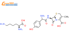 L-Lysine mono((6R-(6alpha,7beta(R*)))-7-((amino(4-hydroxyphenyl)acetyl)amino)-3-methyl-8-oxo-5-thia-1-azabicyclo(4.2.0)oct-2-ene-2-carboxylate)结构式图片|70154-78-8结构式图片