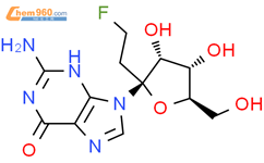 1H嘌呤，2-氨基-7-（2-氟乙基）-6,9-二氢-6-氧代-9-b-D-呋喃核糖基，内盐（9CI）结构式图片|70650-86-1结构式图片