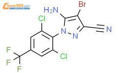 5-amino-4-bromo-1-[2,6-dichloro-4-(trifluoromethyl)phenyl]-1H-pyrazole-3-carbonitrile结构式图片|724764-52-7结构式图片