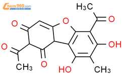2,6-diacetyl-7,9-dihydroxy-8-methyldibenzo[b,d]furan-1,3(2H,9bH)-dione结构式图片|73927-68-1结构式图片