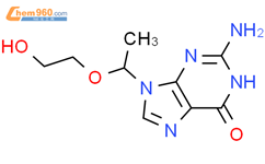6H-Purin-6-one, 2-amino-1,9-dihydro-9-[1-(2-hydroxyethoxy)ethyl]-结构式图片|75128-57-3结构式图片