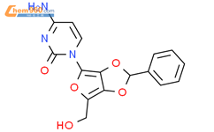 2(1H)-Pyrimidinone, 4-amino-1-tetrahydro-6-(hydroxymethyl)-2-phenylfuro3,4-d-1,3-dioxol-4-yl-结构式图片|7558-02-3结构式图片