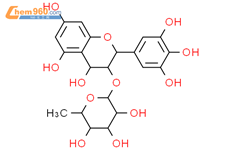 α-L-吡喃甘露糖苷，3,4-二氢-4,5,7-三羟基-2-（3,4,5-三羟基苯基）-2H-1-苯并吡喃-3-基6-脱氧-（9CI）结构式图片|76532-04-2结构式图片