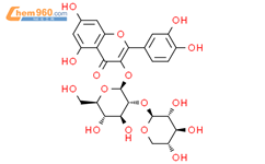槲皮素-3-O-木糖(1-2)葡萄糖结构式图片|83048-35-5结构式图片