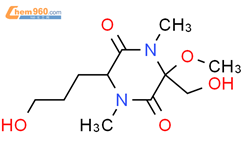 3-(羟甲基)-6-(3-羟丙基)-3-甲氧基-1,4-二甲基-2,5-哌嗪二酮结构式图片|83135-97-1结构式图片