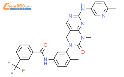 N-[3-[1,4-二氢-1-甲基-7-[(6-甲基-3-吡啶基)氨基]-2-氧代嘧啶并[4,5-D]嘧啶-3(2H)-基]-4-甲基苯基]-3-(三氟甲基)苯甲酰胺结构式图片|839706-07-9结构式图片