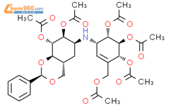 4,7-O-benzylidenevalidoxylamine A hexa-O-acetate结构式图片|86733-60-0结构式图片
