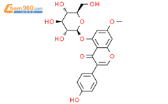 4H-1-苯并吡喃-4-酮，5-（b-D-吡喃葡萄糖基氧基）-3-（4-羟基苯基）-7-甲氧基-结构式图片|89595-66-4结构式图片