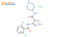 N-(4-哌啶基)-4-(2,6-二氯苄氨基)-1H-吡唑-3-羧胺盐酸盐结构式图片|902135-91-5结构式图片