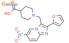 1-(2-Furan-2-yl-6-nitro-imidazo1,2-apyridin-3-ylmethyl)-piperidine-4-carboxylic acid结构式图片|904817-98-7结构式图片