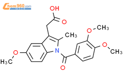1H-Indole-3-acetic acid, 1-(3,4-dimethoxybenzoyl)-5-methoxy-2-methyl-结构式图片|90996-12-6结构式图片