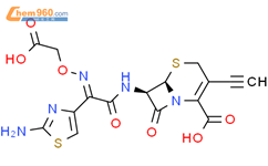 5-Thia-1-azabicyclo[4.2.0]oct-2-ene-2-carboxylicacid,7-[[(2-amino-4-thiazolyl)[(carboxymethoxy)imino]acetyl]amino]-3-ethynyl-8-oxo-,[6R-[6a,7b(Z)]]- (9CI)结构式图片|91939-29-6结构式图片