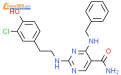 4-(苄基氨基)-2-((3-氯-4-羟基苯乙基)氨基)嘧啶-5-羧酰胺结构式图片|919486-40-1结构式图片