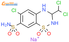 6-氯-3-二氯甲基-3,4-二氢-1,1-二氧化物，钠盐（1:1）2H-1,2,4-苯并噻二嗪-7-磺酰胺结构式图片|91996-54-2结构式图片