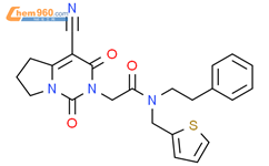 4-氰基-3,5,6,7-四氢-1,3-二氧代-N-(2-苯基乙基)-N-(2-噻吩基甲基)-吡咯并[1,2-c]嘧啶-2(1H)-乙酰胺结构式图片|924163-68-8结构式图片