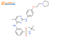 N-(1,1-二甲基乙基)-3-[[5-甲基-2-[[4-[2-(1-吡咯烷基)乙氧基]苯基]氨基]-4-嘧啶基]氨基]苯磺酰胺结构式图片|936091-26-8结构式图片