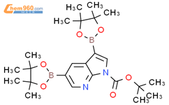 3,5-双(4,4,5,5-四甲基-1,3,2-二氧杂环戊硼烷-2-基)-1H-吡咯并[2,3-B]吡啶-1-甲酸叔丁酯结构式图片|942070-54-4结构式图片